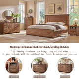 Farmhouse 5 Drawers Dresser for Bedroom, Tall Chest of Drawers with Thick Plank Styling, Wood Rustic Closet Dresser for Bedroom, Living Room, Reclaimed Barnwood RedLemon