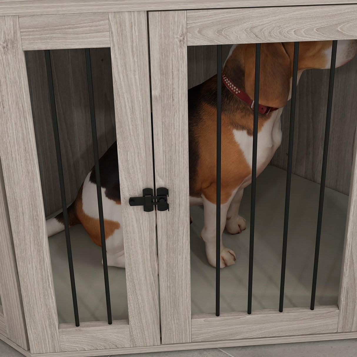 PawHut Corner Dog Crate Furniture, End Table Dog Kennel Furniture with Cushion, Pet Crate for Large-Sized Dog Indoor Use, Walnut Brown PawHut