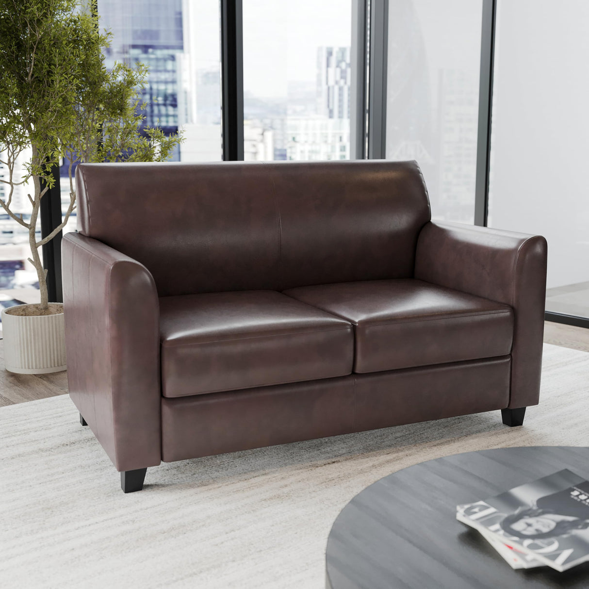 Flash Furniture HERCULES Diplomat Series Brown LeatherSoft Loveseat Flash Furniture