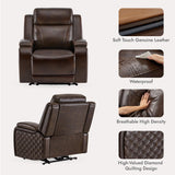 Watson & Whitely Genuine Leather Power Recliner Chairs for Adults, Zero Gravity Recliner with Power Headrest & Hidden Storage, Electric Reclining Sofa Chair for Living Room, Home Office, Dark Brown Watson & Whitely