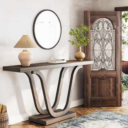 Tribesigns Farmhouse Console Table, 55.12" Wood Entryway Table, Narrow Hallway Table, Behind Couch Table Foyer Table with Double U-Shaped Legs for Entryway, Living Room, Corridor - WoodArtSupply