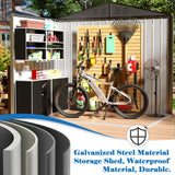 TIMWNER Outdoor Storage Shed, 6' × 4' FT Metal Storage Shed with Updated Frame Structure and Lockable Doors, Waterproof Shed for Backyard, Patio, Garden, Brown TIMWNER