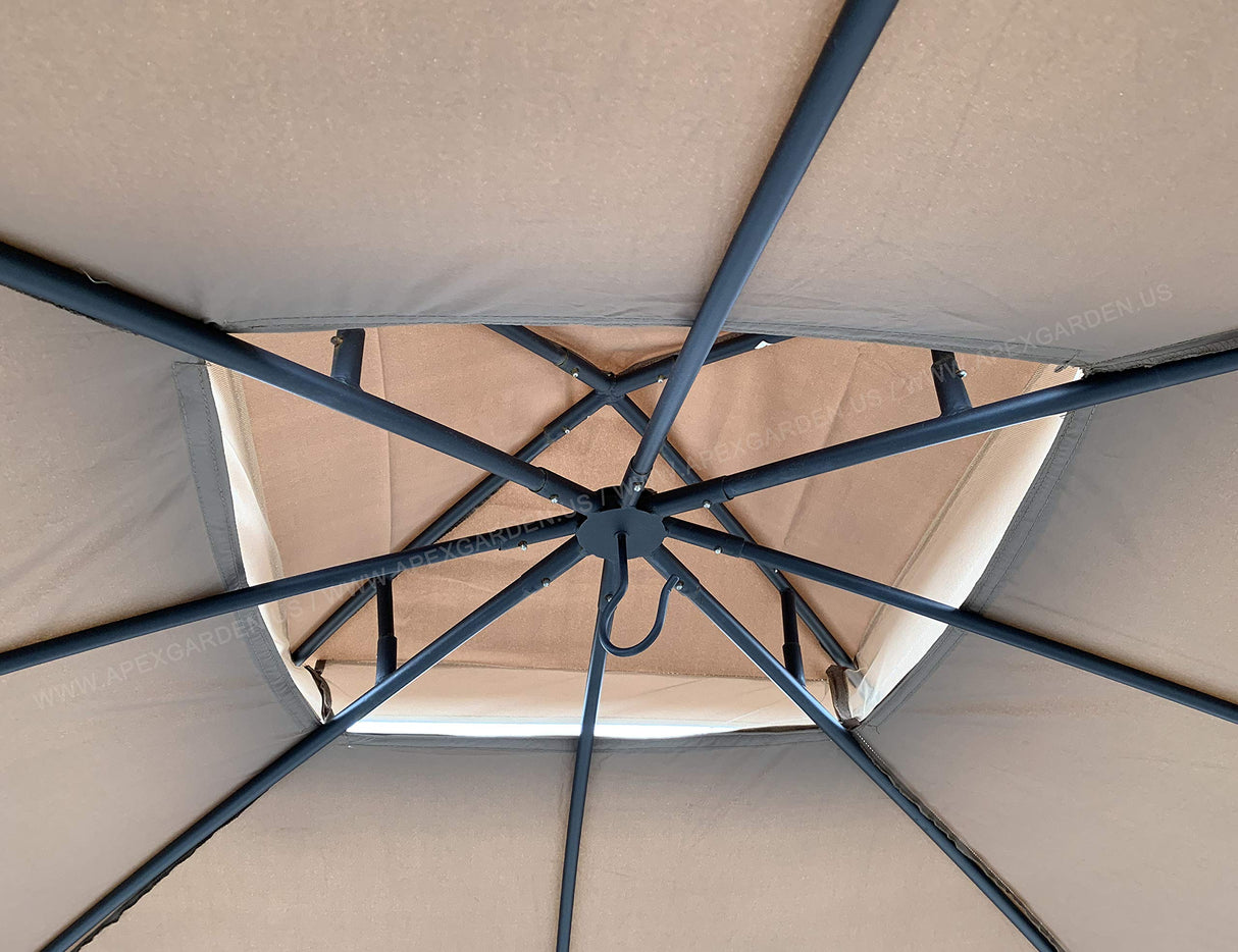 Canopy Top for Garden Treasures 10 ft x 10 ft Brown Metal Square Semi- Gazebo Model #L-GZ038PST-F (Tan) (Fabric TOP ONLY) APEX GARDEN