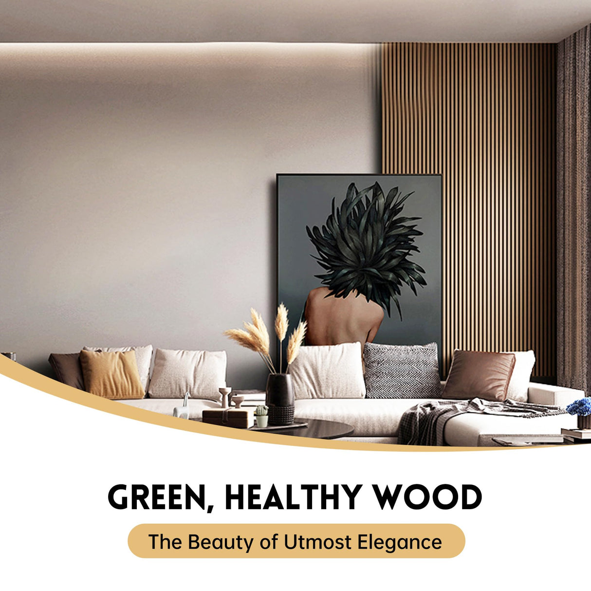 Ritollo Wood Panels for Wall and Ceiling, 94.5"×11" Wall Panels for Interior Wall Decor, 3D Wood Slat Wall Panel/Fluted Sound Absorbing Panel - RITOLLO