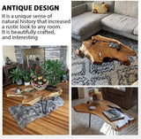 Hurrikom Natural Wood Coffee Table, Natural Wood Edge Contemporary Cocktail Table, Wood Tea Tables for Living Room with Metal Hairpin Legs,Wooden Flower Pot Holder Clear Lacquer Finish Hurrikom