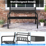 Tangkula 50” Outdoor Metal Park Bench, Patio Slatted Garden Bench for 2-3 People with Armrests & Backrest, Heavy-Duty Modern Seating for Backyard, Poolside, Porch Tangkula