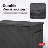 Keter Java XXL 230 Gallon Resin Rattan Look Large Outdoor Storage Deck Box for Patio Furniture Cushions, Pool Toys, and Garden Tools, Dark Grey Keter