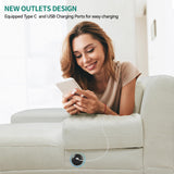 YITAHOME Sectional Couches for Living Room, U Shaped Sofa Chenille Modern Couch with USB & Type C Charging Ports Double Chaise and Comfy Upholstered Sofa, Beige YITAHOME