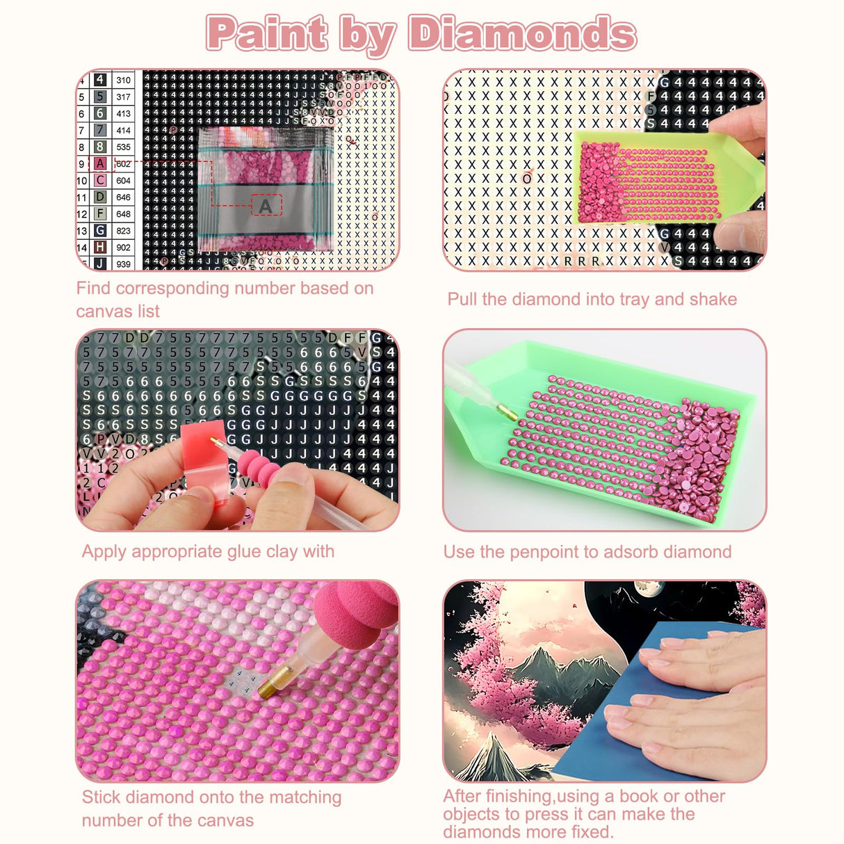 CEOVR Cherry Blossoms Diamond Painting Kits for Adults, Japanese Landscape Diamond Art Dots 5D Full Drill DIY Gem Art, Adult Crafts Kits Arts and Crafts, Wall Decor for Home Office 12x16in CEOVR