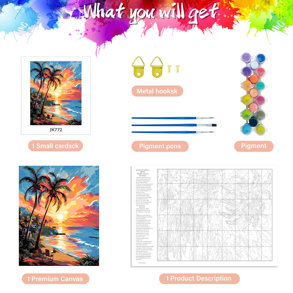 ZTOTZ Paint by Numbers Kit for Adults Beach Scenes,Adult Paint by Number Kits Beach,Sunset Beach Paint by Numbers 16X20 Canvas Without Frame,DIY Ocean Sunset Paint Number Set ZTOTZ