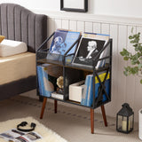 EYOCAL Vinyl Record Storage Holder Rack,250 LP Wooden Record Display Table for Albums Books Magazines Files for Living Room Bedroom Patent Pending EYOCAL