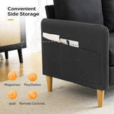 VINGLI 47" Small Couch, Linen Loveseat Sofa Black Mini Couch Mid Century Modern Decor Love Seat for Small Spaces Living Room, Bedroom, Play Room VINGLI