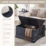 JXQTLINGMU Farmhouse Coffee Table, Square Wood Center Table with Large Hidden Storage Compartment for Living Room, Rustic Cocktail Table with Hinged Lift Top for Home, Black JXQTLINGMU