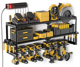 Spampur Power Tool Organizer Wall Mount with Charging Station, 8 Slots for Drill Organizer, Tool Battery Holder with 6 Outlet Power Strip, Drill Holder Heavy Duty Garage Organizers/Men's Gifts Spampur