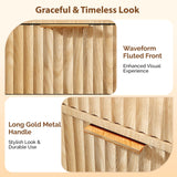 VINGLI Fluted Wardrobe Closet Armoire with Doors And Drawers, Wardrobe Cabinet with Hanging Rack, Bedroom Closet Wood, Oak Free Standing Armoire with Shelf and Solid Wood Legs, 31.5"W*19.7"D*69.3"H VINGLI