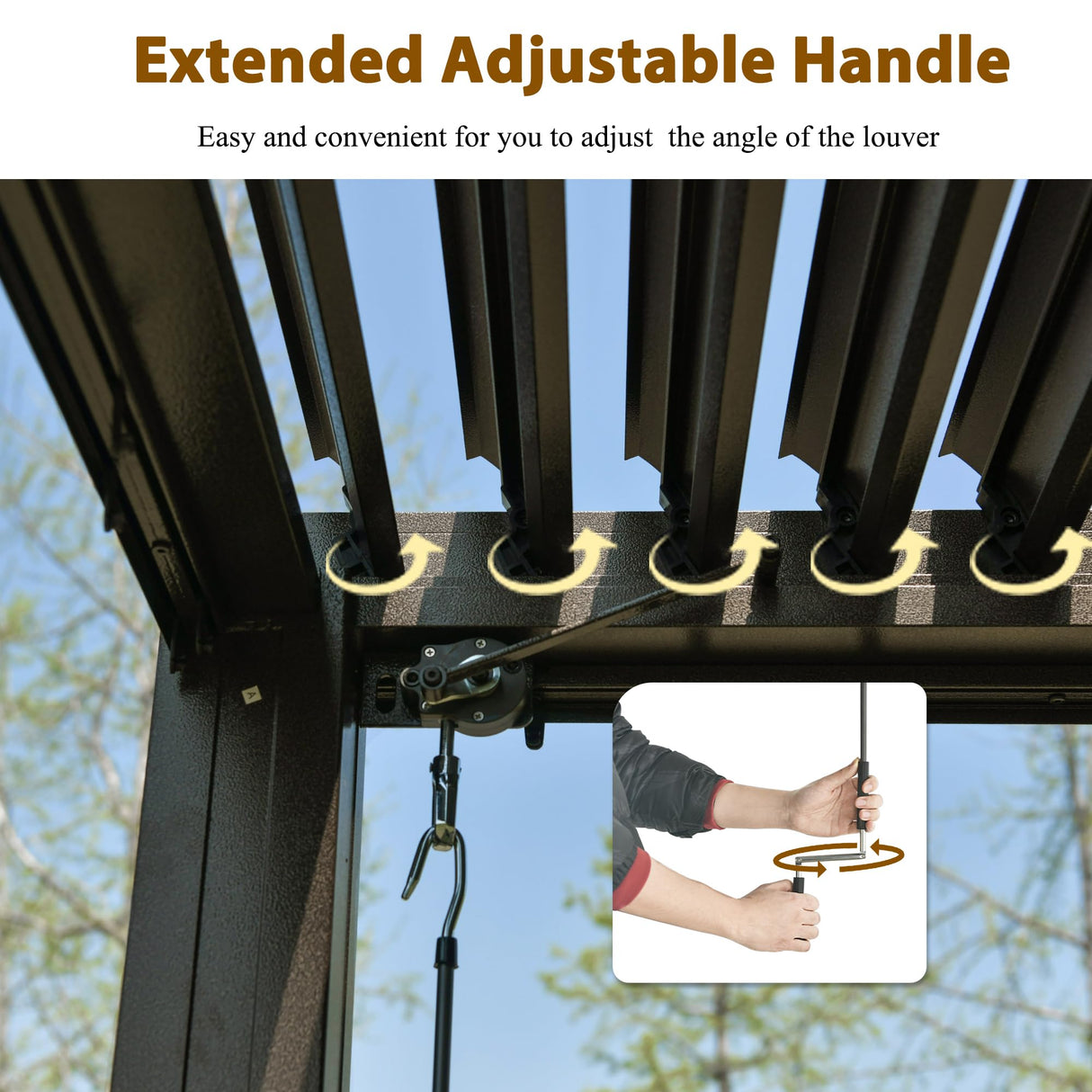 Domi 12x16FT Louvered Pergola, Full Aluminum Pergola with Adjustable Louvered Roof, Outdoor Pergola with Waterproof Curtains and Netting, Dark Brown domi outdoor living