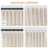 Pinch Pleated Linen Curtains 108 Inches long for Living Room 2 Panels Set Cream Beige Flax Pleat Drapes Back Tab Semi Sheer Neutral Boho Ceiling to Floor 108 Inch Curtains for Bedroom Window 9 FT Aersas
