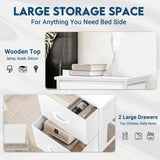 LOFTEY White Nightstand, Bedside Table with 2 Drawers, Small Kids Night Stand for Bedroom, Bed Side Table with Storage, 15.7" L x 11.8" W x 21" H LOFTEY