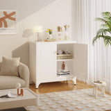 Metal Storage Cabinet with 2 Doors, 48" H White Sideboard Cabinet, Small Kitchen Pantry with Adjustable Shelf, Coffee Bar Cabinets, Storage Cabinets for Kitchen, Pantry, Living Room, Office MetalMax