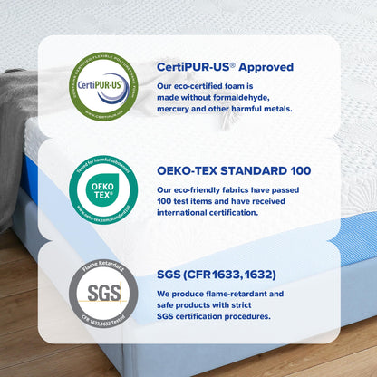 Olee Sleep King Mattress, 10 Inch Gel Memory Foam Mattress, Gel Infused for Comfort and Pressure Relief, CertiPUR-US Certified, Bed-in-a-Box, Medium Firm, Blue, King Size