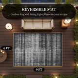 MontVoo Outdoor Rug Waterproof 6x9 ft with Strip Lights Outdoor Patio Rug Mat Reversible Plastic Straw Rug Outside Outdoor Rug for RV Camping Picnic Balcony Backyard MontVoo