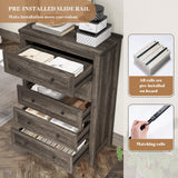 AMERLIFE 5 Drawers Dresser for Bedroom, Farmhouse Wooden 47" Tall Dresser for Closet, Natural Texture Chest of Drawers for Bedroom, Living Room, Hallway and Entryway, Rustic Grey AMERLIFE