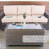 Krikacy Classic Wicker Patio Coffee Table with Storage, All-Weather Rattan Outdoor Coffee Tables, Tempered Glass Flip-Top, Waterproof for Porch Backyard – 40''Wx19''Dx22''H, Brown Krikacy