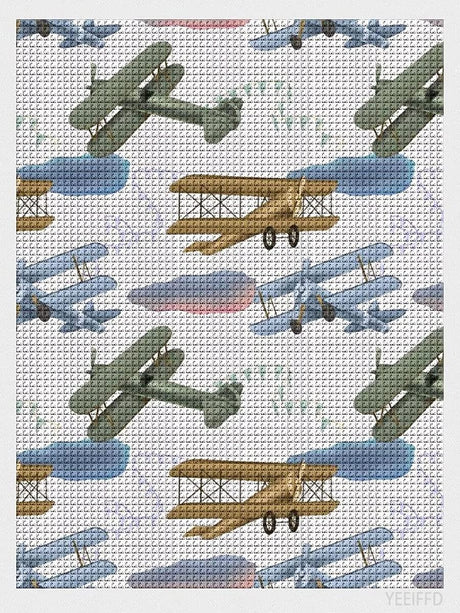 Retro Airplanes DIY 5D Diamond Painting Kits for Adults and Kids, Full Drill Crystal Rhinestone Diamond Art Gem Painting for Home Wall Decor 12"x16" YEEIFFD