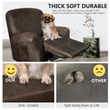 ANARACHON Leather Like Recliner Chair Covers Heavy Duty, 4 Pieces Lazy Boy Recliner Cover for Recliner Chair, Leather Cover for Recliner slipcovers Washable for Pets (Dark Brown) ANARACHON