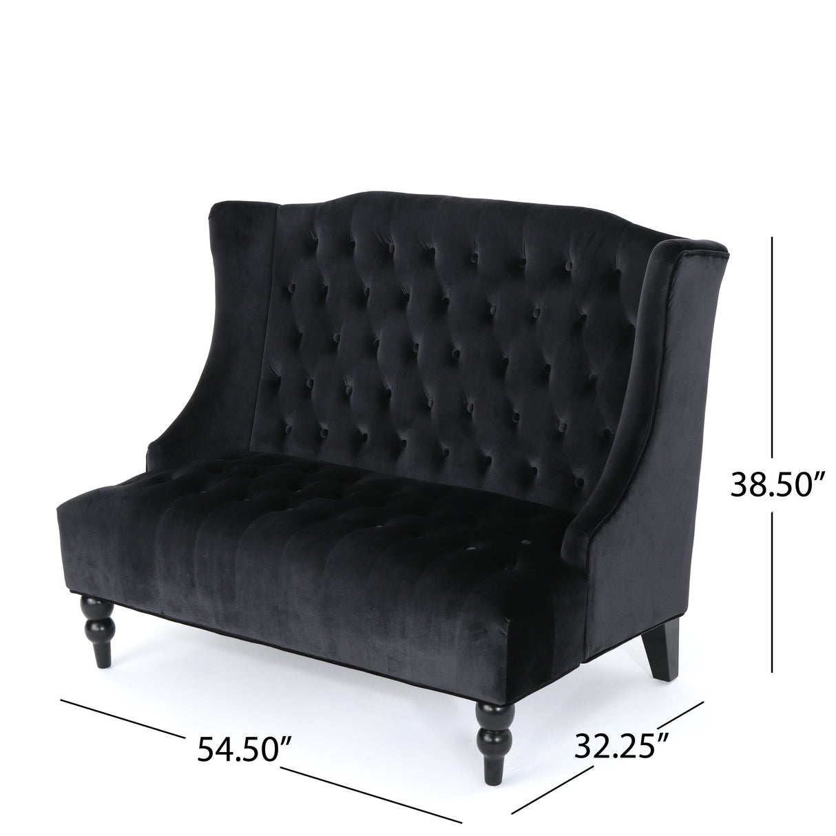 Christopher Knight Home Leora Modern Glam Tufted Velvet Wingback Loveseat, Black / Dark Brown Christopher Knight Home