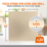 NutriChef Pizza Stone for Oven - Durable and Safe Cooking Stone for BBQ Grill and Oven, Thermal Shock Resistant Grilling Stone, For Pies, Pastry & Bread - 12.8” x 12.8” NutriChef