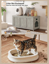 DINZI LVJ Cat Litter Box Enclosure, Flip Top Litter Box Furniture, Farmhouse Hidden Cat Washroom, Wooden Pet House, End Side Table, 39.4" L x 19.7" W x 19.7" H, Sturdy and Easy to Assemble, Gray Wash DINZI LVJ