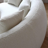 Acanva Modern Curved Sectional Living Room Couch, Minimalist Comfy Boucle Fabric Modular Sofa for Apartment, Home Office, 3-Seater, White Acanva