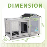 COZIWOW 39inches Fashion Wood Rabbit Hutch Indoor，Wide Space Small Animal Houses Habitats with Removable Tray&Safety Lock，Bunny Cage with Waterproof Roof&Solar Panels (Grey) COZIWOW