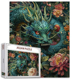 Dragon Jigsaw Puzzle 1000 Pieces Puzzles for Adults, Dinosaur Jigsaw Puzzles for Challenging Family Activity Games DIY Flowers Puzzle for Home Wall Decor Gifts - 20 x 27 Inches Aihonmin