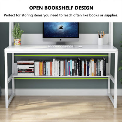 Tribesigns 47-Inch All White Computer Desk with Hutch and Bookshelf for Compact Home Office Spaces - WoodArtSupply