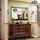MYTHFUL 40x28 Inch Rectangle Bathroom Vanity Mirror for Wall Mounted Over Sink Farmhouse Rustic Matte Black Frame Barn Door Mirrors Foyer Entryway Decor MYTHFUL