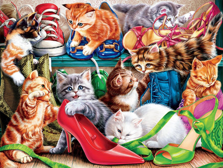 Buffalo Games - Shoe Closet Kittens - 750 Piece Jigsaw Puzzle for Adults -Challenging Puzzle Perfect for Game Nights - Finished Size is 24 x 18 Buffalo Games