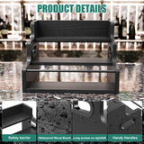 KLM Liquor Bottle Display Shelf, Coffee Syrup Rack Organizer, 3 Step Countertop Liquor Wine Rack, Mini bar,Liquor Cabinet, Home Retro Bar Shelf Stand for Liquor Whiskey, Spirits（Black） KLM