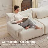 MAXMXX 117”L Shaped Modern Sofa Modular Sectional Cloud Couch with Ottoman,Oversized Boneless Sofa,3+1 Seater Chenille Deep-Seat Sofa with 3 Pillows,Suitable for Living Room or Bedroom(White) MAXMXX