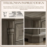 Yechen Buffet Cabinet with Drawers, 54" Large Sideboard Buffet Cabinet with 7 Drawers and 2 Doors, Farmhouse Solid Wood Sideboard for Kitchen, Living Room, Grey Yechen