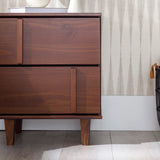 Walker Edison Sprague Contemporary Detailed Drawer Solid Wood Nightstand, 20 Inch, Walnut Walker Edison