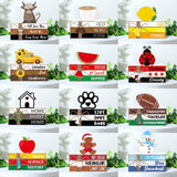 Briwooody 27 Pcs Interchangeable Table Decor Seasonal Bee Lemon Highland Cow Sign Farmhouse Mini Wood Book Stack Spring Summer Tiered Tray Decor for Home Office Desk Shelf Coffee Bar(Classic Style) Briwooody