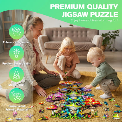 Wooden Puzzles for Adults - Unique Shaped Wooden Puzzles for Adults and Kids - Frog Family Wooden Jigsaw Puzzles - Christmas Birthday Gift for Adults Kids - Puzzle Toys - 190pcs