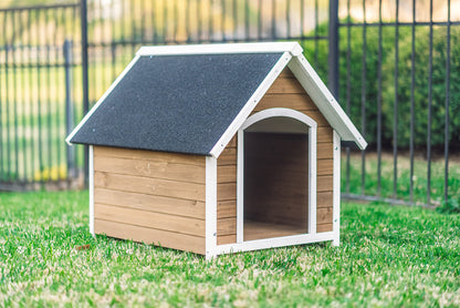 Zylina Country Lodge Wood Dog House with Asphalt Roof, 40" x 33" x 35"