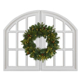 Sintosin Rustic Arch Window Frame Wall Decor 30 X 36 Inch, Set of 2 Wall Hanging Distressed White Farmhouse Window Frame, Handmade Wooden Window Pane for Living Room Entryway Sintosin