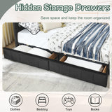 Queen Daybed with Storage Drawers, Modern Corner Tufted Velvet Upholstered Queen Size Sofa Day Bed Frame with Wooden Slats for Bedroom Guest Room Living Room, No Spring Boxes Needed, Black Antetek