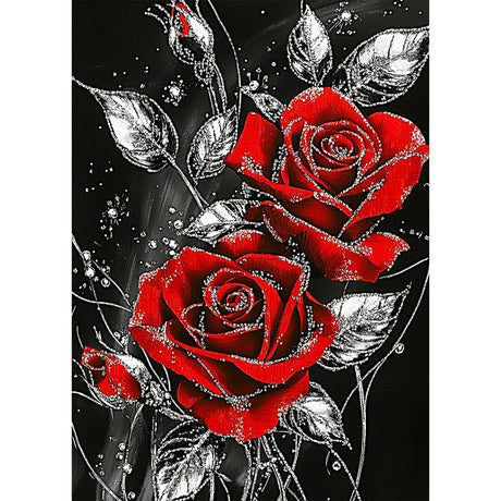 MEIYUDA Rose Diamond Painting Kits for Adults, 5D Red Rose Diamond Art Kits for Beginners, Floral Flowers DIY Gem Art Crystal Painting for Home Wall Decor Gift 12x16in MEIYUDA