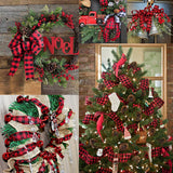 3 Rolls Buffalo Plaid Ribbon - Wired Edge, 9.9 Yards, 1.5 Inch Width (Black & Red) - Perfect for Christmas Tree Wrapping & Crafts BOYIVI