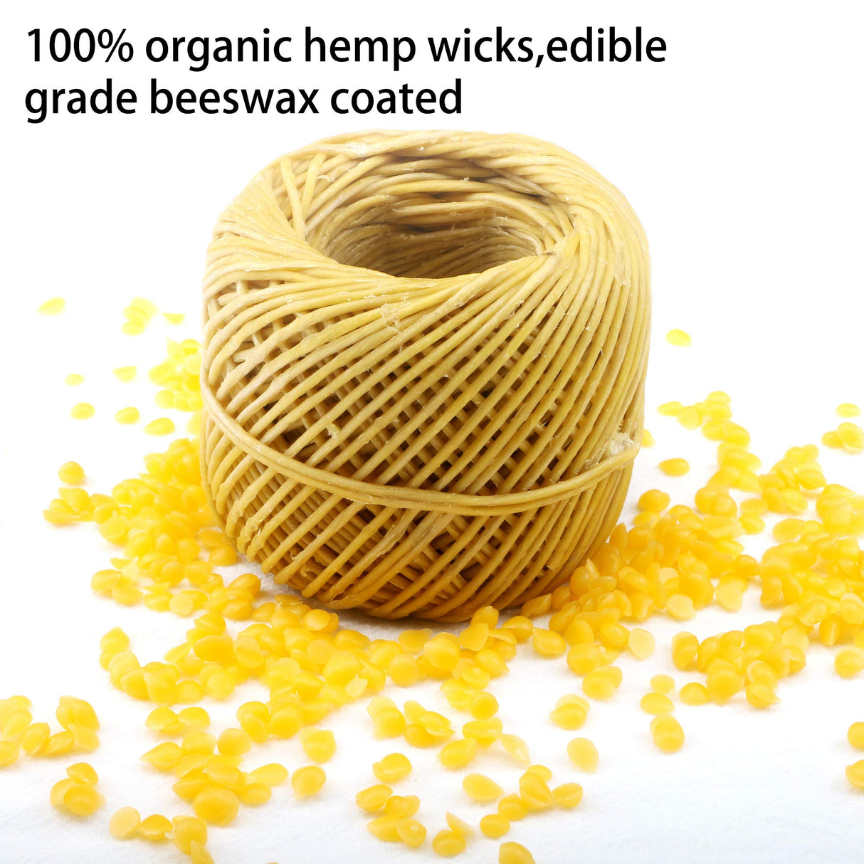 MILIVIXAY 100% Organic Hemp Candle Wick with Natural Beeswax Coating, 200 FT Spool, Standard Size (1.0mm)+ Wick Sustainer Tabs (200PCS). MILIVIXAY